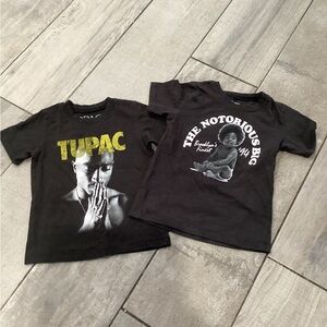 Kids Black Graphic Tees Set - Tupac & Notorious B.I.G.  2 T-shirt 3 T/5 #38